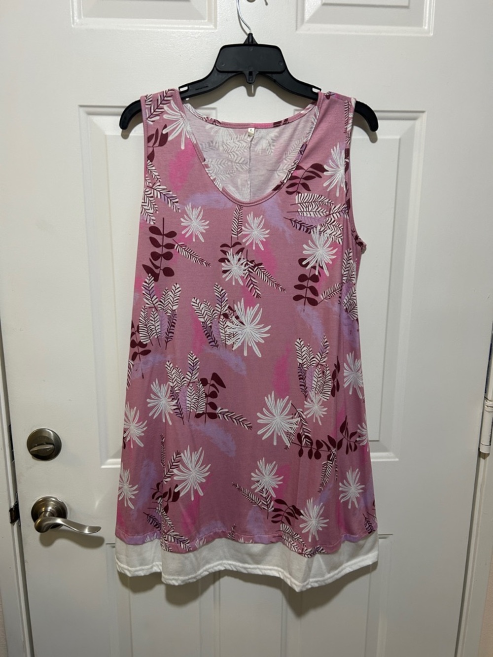 Pink Floral Sleeveless Tunic Dress